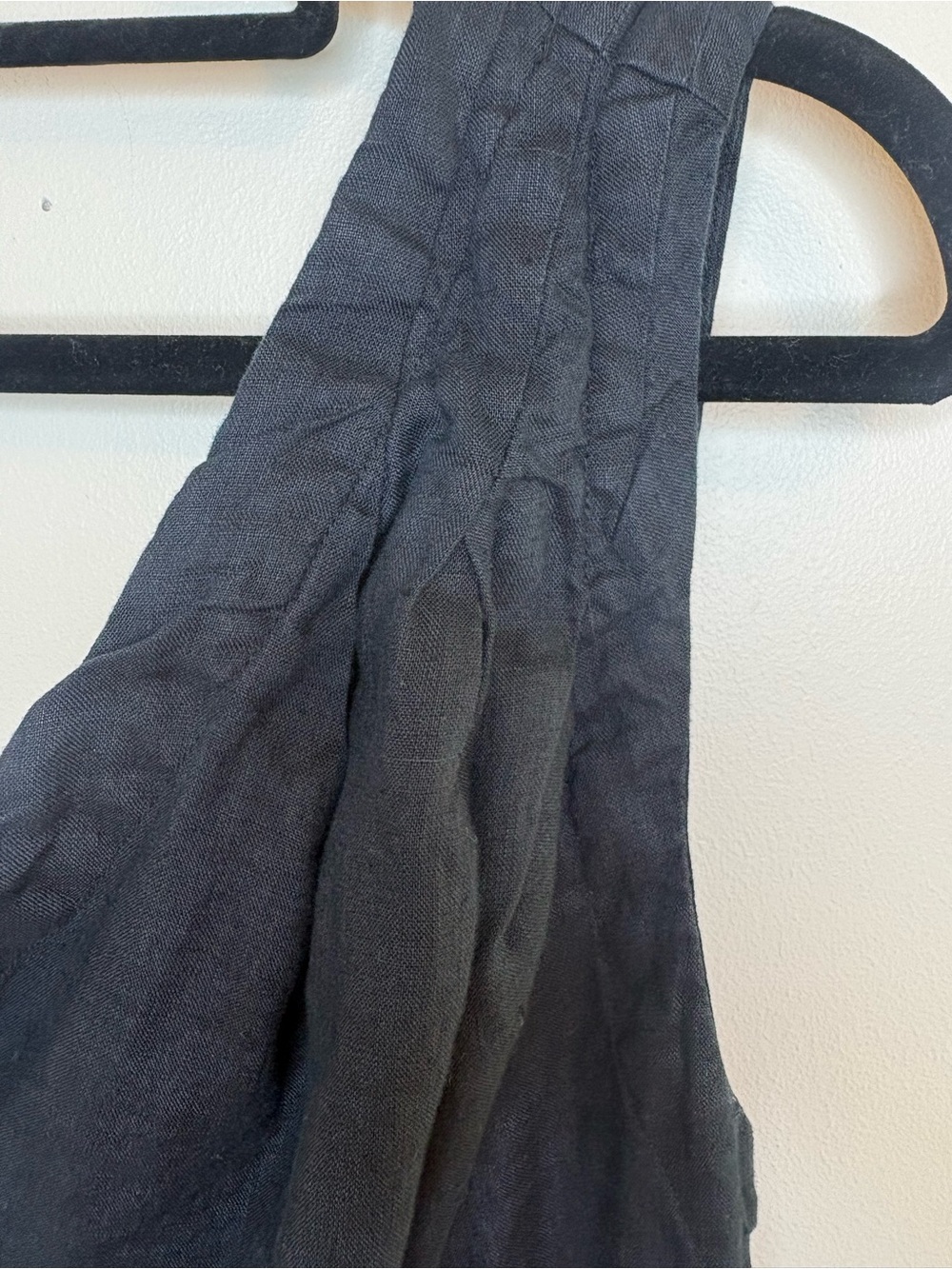 By Anthropologie One Shoulder Linen Wrap Dress Black 6P Petite Midi - Picture 9 of 10